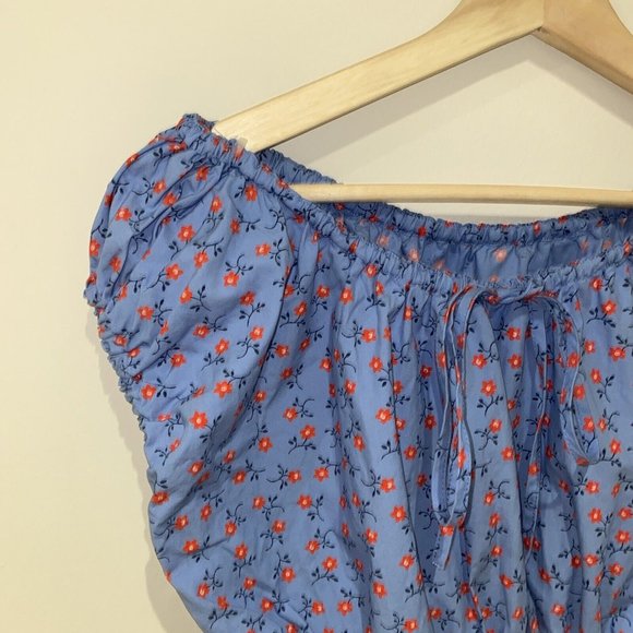 cottagecore Y2K tommy jeans Summer Peasant Smocked Waist Blouse S - Picture 8 of 11